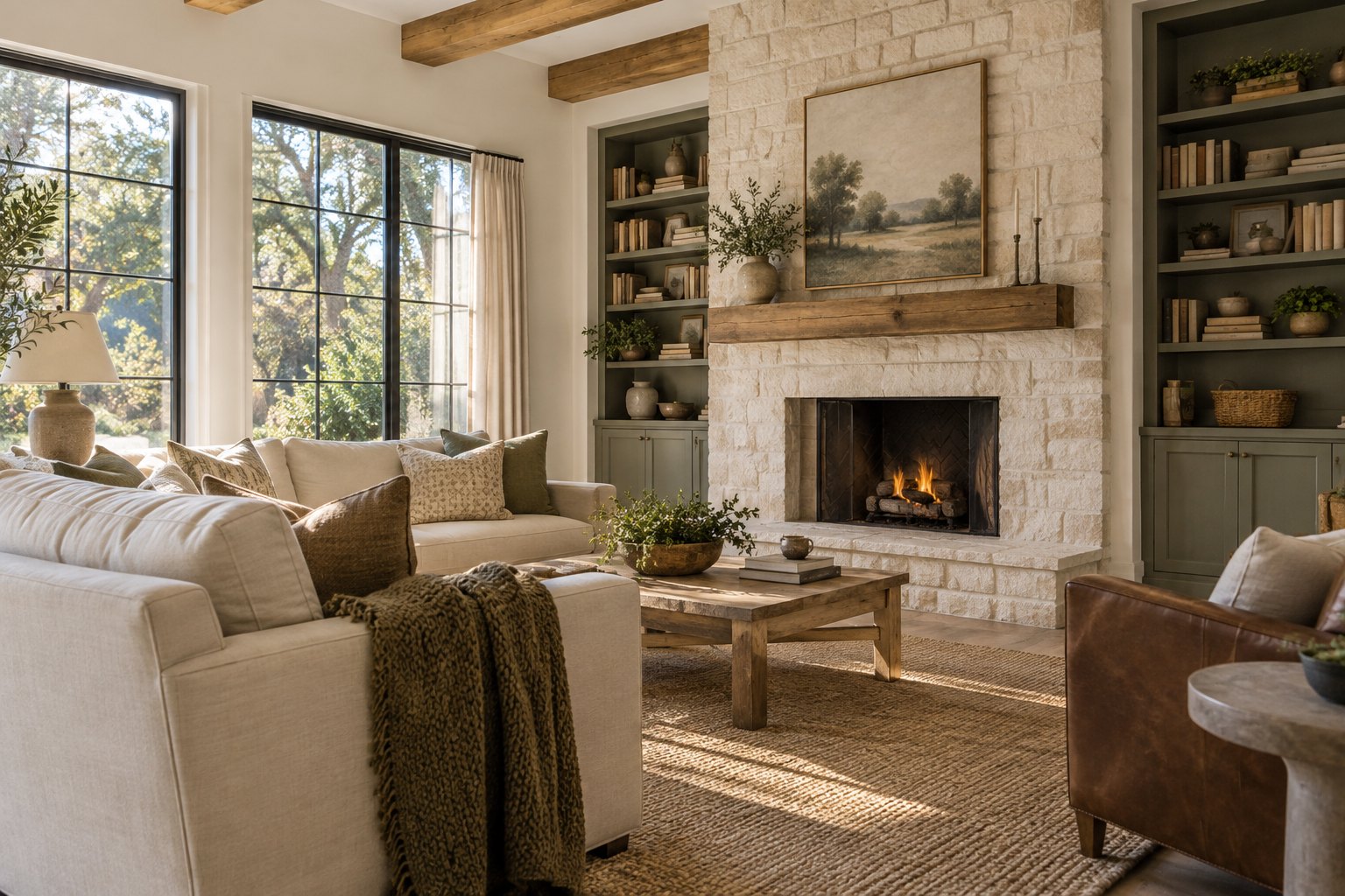 A cozy Texas family room, illustrative